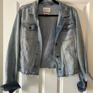 Universal Thread Denim Jacket with Frayed Hem